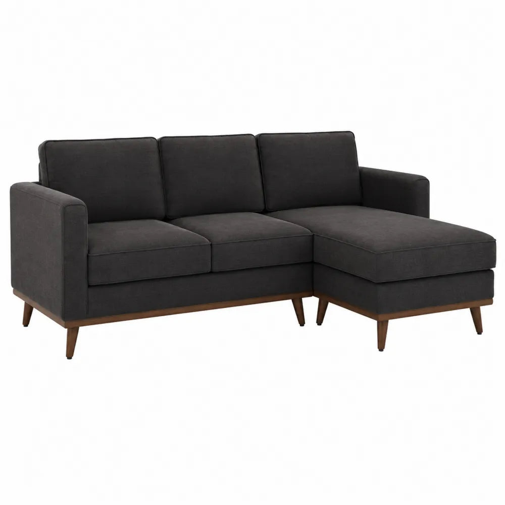 Sofa narożna tkaninowa z leżanką ciemnoszara 250x150x85 cm