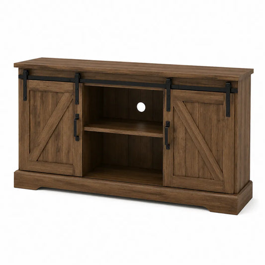 Szafka RTV drewniana z przesuwanymi drzwiami z drewna sosnowego 120 cm